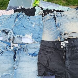 PINK Victoria's Secret Blue and Black Jean Shorts